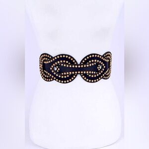 Plus Size Black & Gold Studded Corset Statement Belt